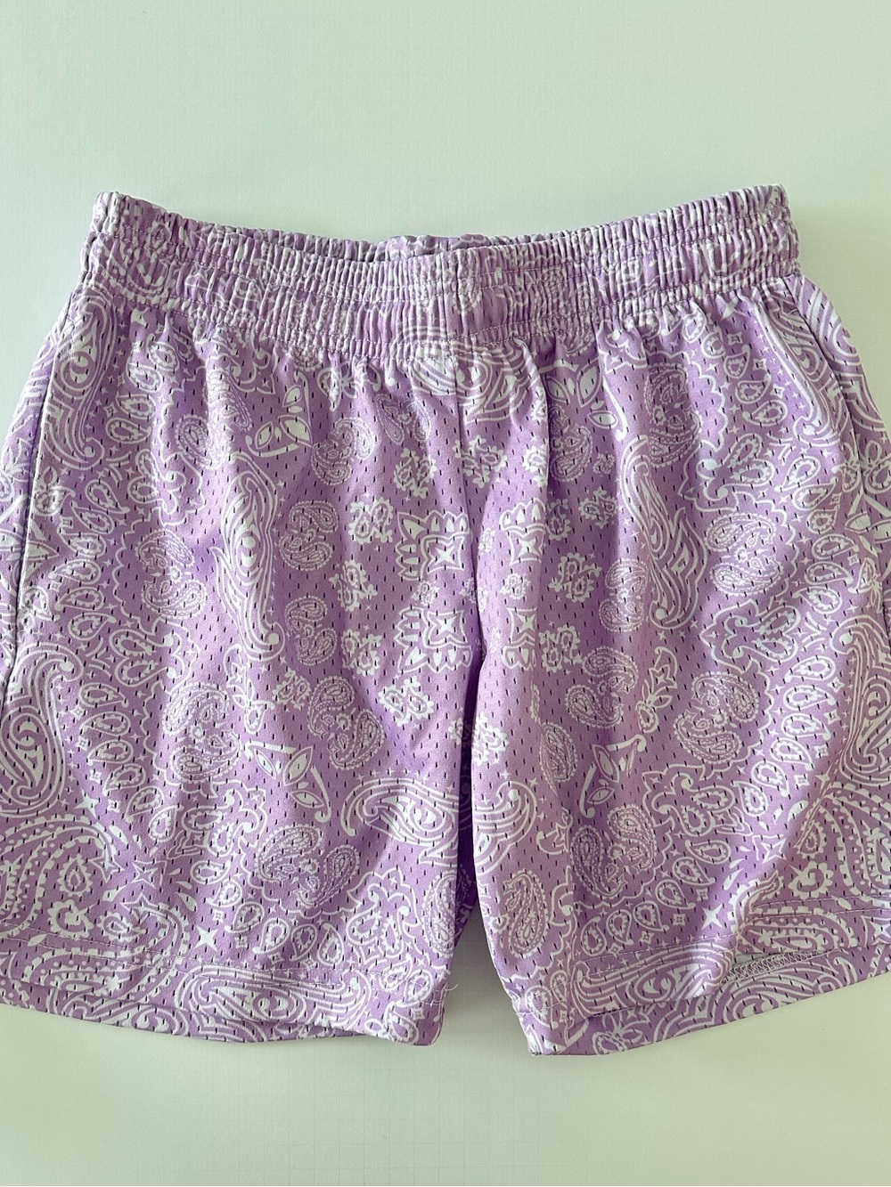 AZVA Men’s Purple Paisley Bandana Print Gym Shorts Size Small Gym Casual Summer
